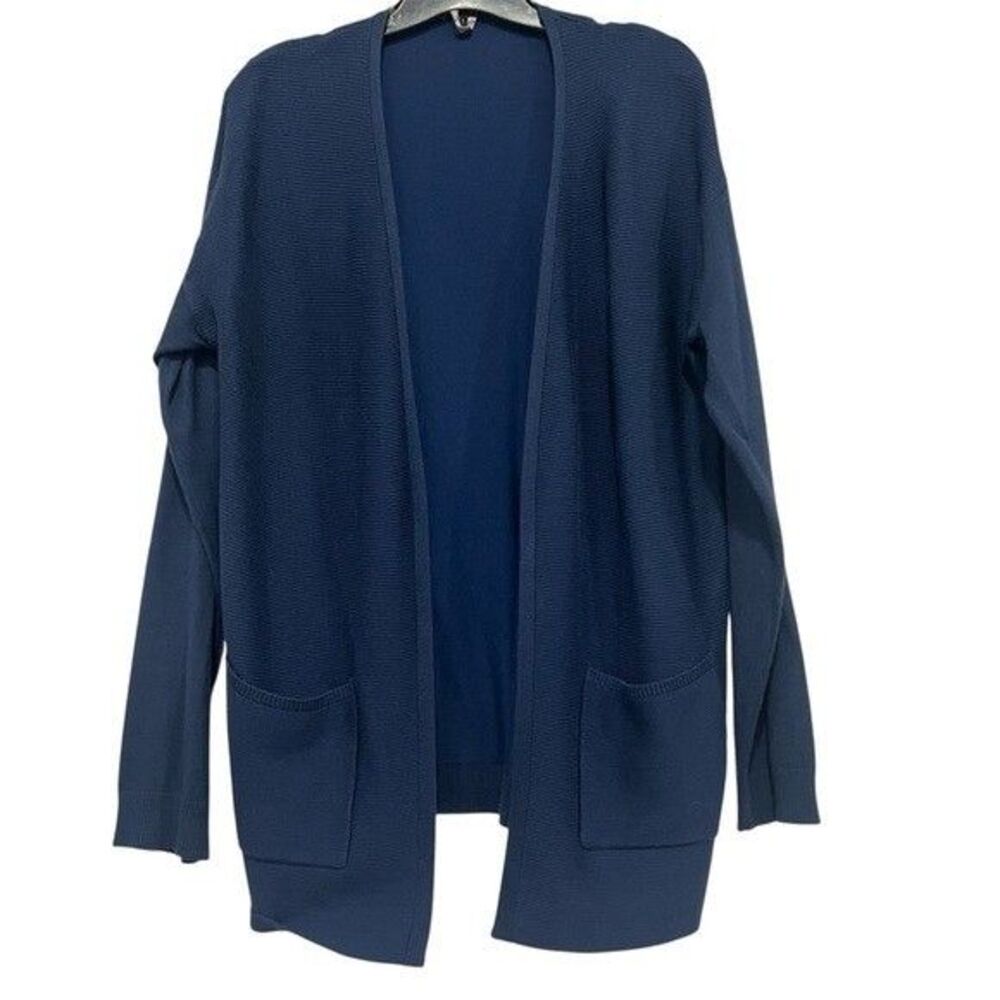 Time & Tru Womens Navy Ribbed Open Cardigan Size Large 12-14
